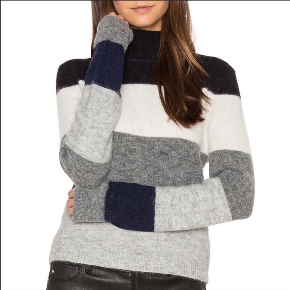 Equipment Ren Striped Mock neck Sweater Alpaca size Large